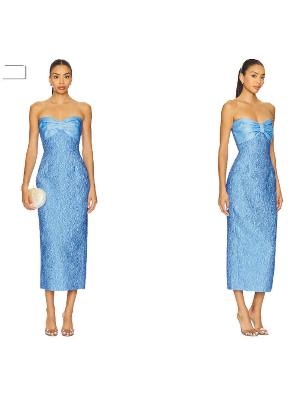 Sau Lee Jackie Dress Azure Blue Boned bodice Bow design strapless size 4 $550